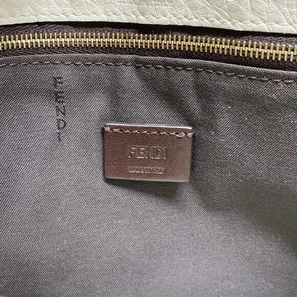 Auth FENDI - 7VA350 Cream Dark Brown Multi Leather Clutch Bag - Picture 8 of 11